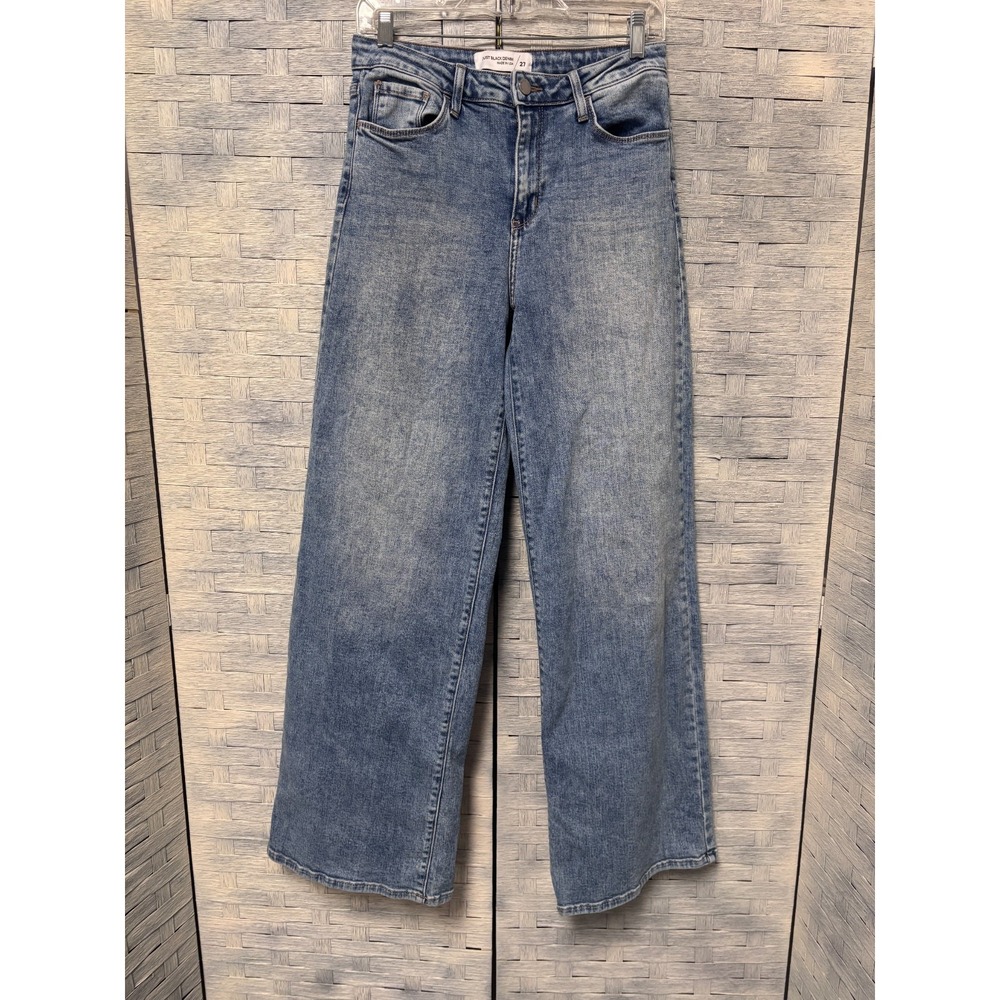 Just Black Denim Womens 27 Wide Leg Jeans Blue High Rise Stretch Made in USA - Picture 2 of 6